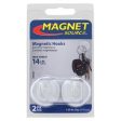 2-Piece White Magnetic Hooks - 14-Lb. Pull Supply