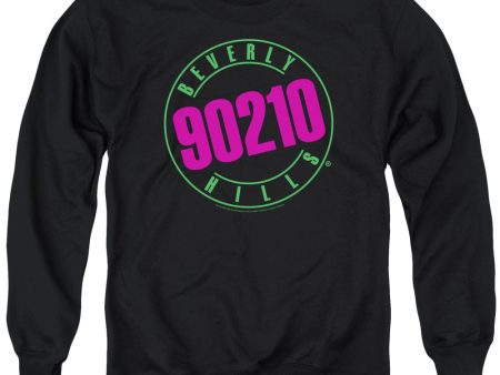 90210 : NEON ADULT CREW NECK SWEATSHIRT BLACK LG For Sale